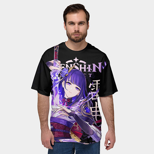 Мужская футболка оверсайз Сёгун Райдэн Genshin Impact / 3D-принт – фото 3