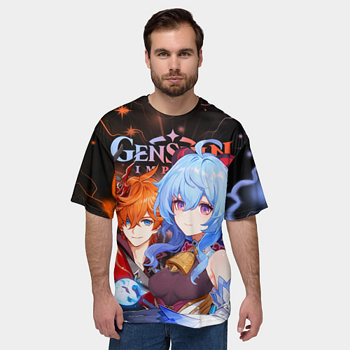 Мужская футболка оверсайз Тарталья и Гань Юй, Genshin Impact / 3D-принт – фото 3