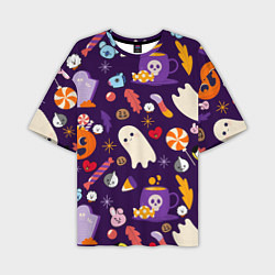 Футболка оверсайз мужская HALLOWEEN BTS BT21 PATTERN БТ21 БТС ХЕЛЛОУИН, цвет: 3D-принт