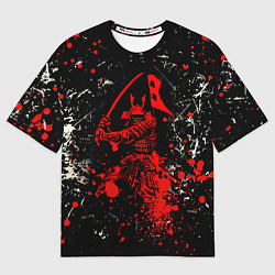 Футболка оверсайз мужская Красный Японский Самурай Samurai, цвет: 3D-принт