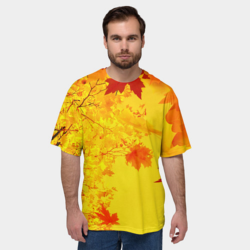 Мужская футболка оверсайз ОСЕННИЕ ЦВЕТА ЗОЛОТАЯ ОСЕНЬ / 3D-принт – фото 3