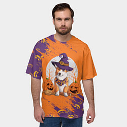 Футболка оверсайз мужская Корги на хэллоуине, цвет: 3D-принт — фото 2
