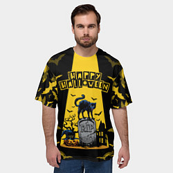 Футболка оверсайз мужская Кот на кладбище, цвет: 3D-принт — фото 2