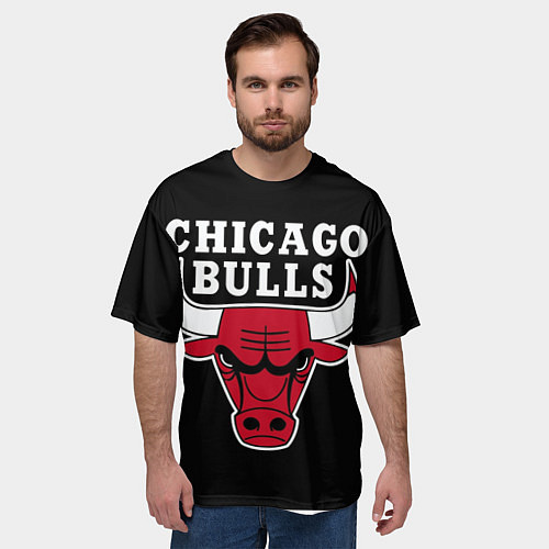 Мужская футболка оверсайз B C Chicago Bulls / 3D-принт – фото 3