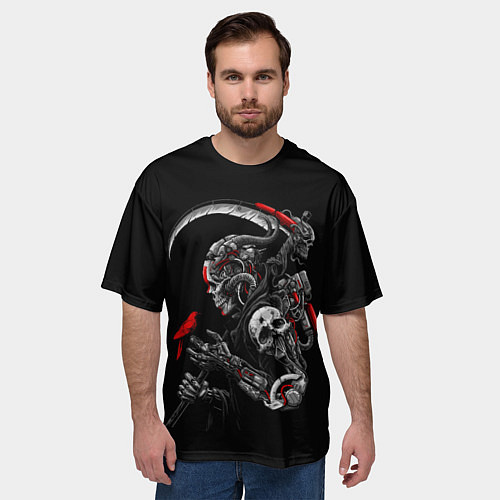 Мужская футболка оверсайз Робот и птица / 3D-принт – фото 3