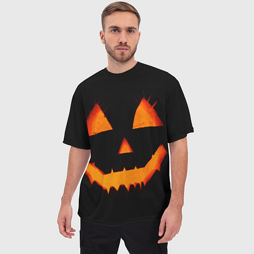 Мужская футболка оверсайз Helloween pumpkin jack / 3D-принт – фото 3