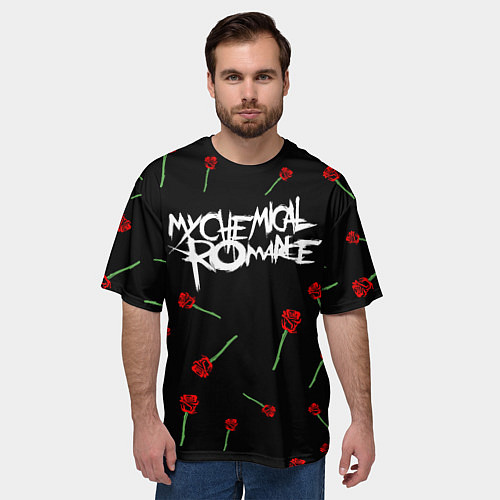 Мужская футболка оверсайз MY CHEMICAL ROMANCE РОЗЫ MCR ROSES / 3D-принт – фото 3