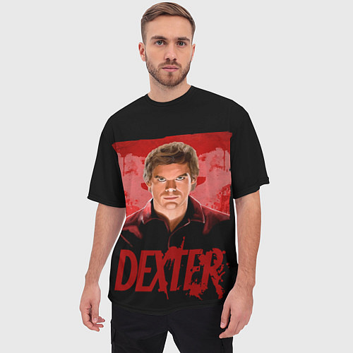 Мужская футболка оверсайз Dexter Декстер портрет постер / 3D-принт – фото 3