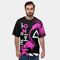 Футболка оверсайз мужская Игра в кальмара красные костюмы, цвет: 3D-принт — фото 2