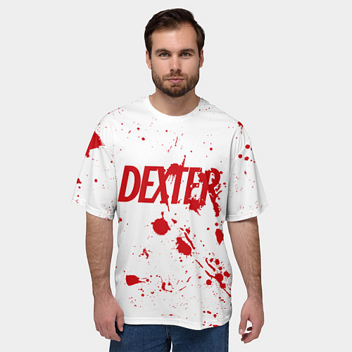 Мужская футболка оверсайз Dexter logo Декстер брызги крови / 3D-принт – фото 3