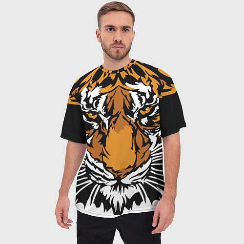 Мужская футболка оверсайз Взгляд хозяина джунглей / 3D-принт – фото 3