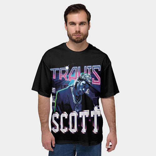 Мужская футболка оверсайз Travis Scott RAP / 3D-принт – фото 3