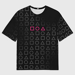 Футболка оверсайз мужская ИГРА В КАЛЬМАРА, ФИГУРЫ ГЕОМЕТРИЧЕСКИЙ УЗОР, цвет: 3D-принт