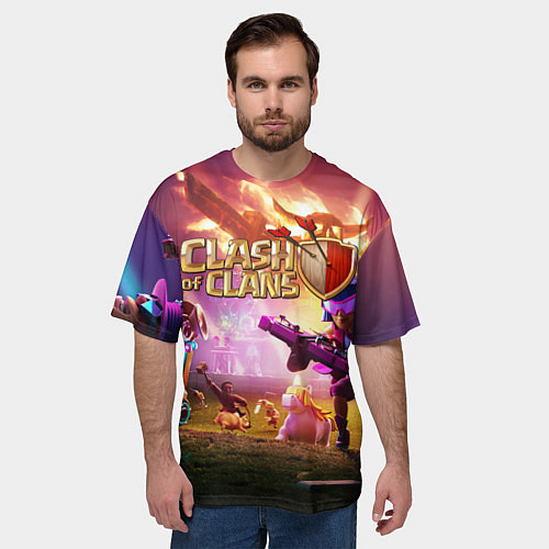 Мужская футболка оверсайз CLASH OF CLANS СТОЛКНОВЕНИЕ КЛАНОВ / 3D-принт – фото 3