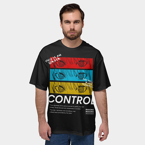 Мужская футболка оверсайз Макима следит за тобой Человек бензопила / 3D-принт – фото 3