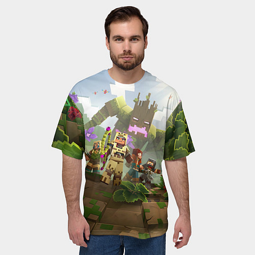 Мужская футболка оверсайз МАЙНКРАФТ ГЕРОИ ПРОТИВ ЗЛА / 3D-принт – фото 3