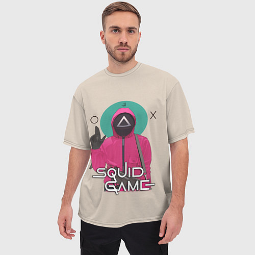 Мужская футболка оверсайз Squid game - Игра в кальмара треугольник / 3D-принт – фото 3