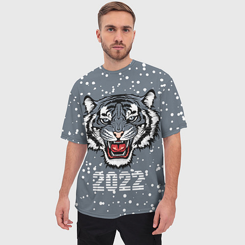 Мужская футболка оверсайз Водяной тигр 2022 / 3D-принт – фото 3