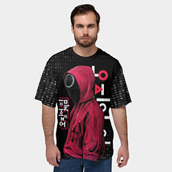 Футболка оверсайз мужская ИГРА В КАЛЬМАРА, СТРАЖ КРУГ БИНАРНЫЙ КОД, цвет: 3D-принт — фото 2