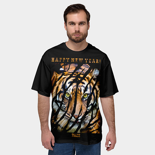Мужская футболка оверсайз Happy New Year 2022 / 3D-принт – фото 3