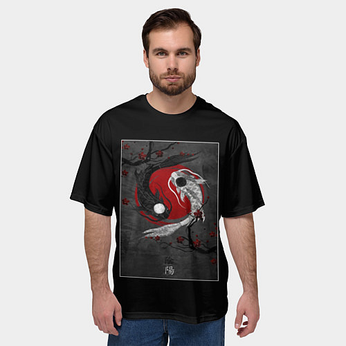 Мужская футболка оверсайз Карпы инь янь / 3D-принт – фото 3