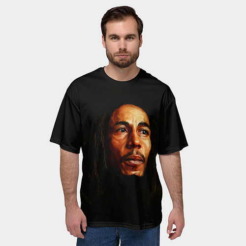 Мужская футболка оверсайз Bob Marley Art / 3D-принт – фото 3