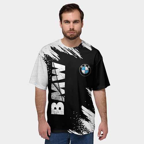 Мужская футболка оверсайз BMW GRUNGE БМВ ГРАНЖ / 3D-принт – фото 3