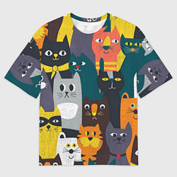 Футболка оверсайз мужская Крутые коты, цвет: 3D-принт