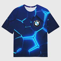 Мужская футболка оверсайз BMW LOGO 3Д ПЛИТЫ ГЕОМЕТРИЯ