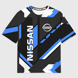 Футболка оверсайз мужская НИССАН ЛОГО СИНИЯ ГЕОМЕТРИЯ CYBER, цвет: 3D-принт