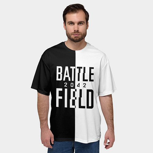 Мужская футболка оверсайз БАТЛФИЛД 2042 ЛОГОТИП / 3D-принт – фото 3
