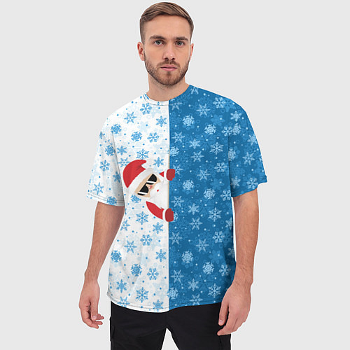 Мужская футболка оверсайз С Новым Годом дед мороз / 3D-принт – фото 3