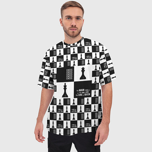 Мужская футболка оверсайз Шахматы Король и королева 2022 / 3D-принт – фото 3