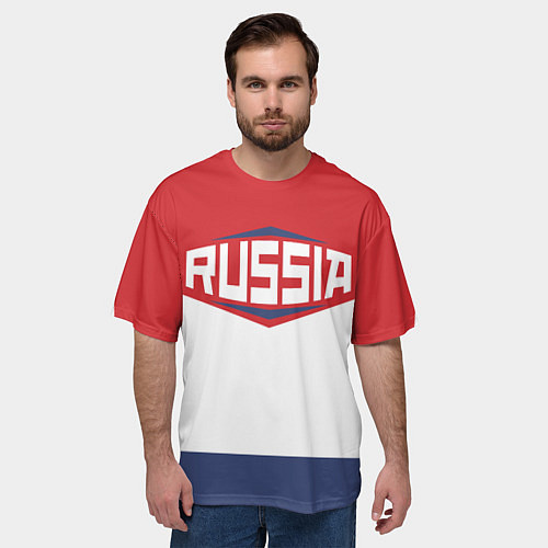 Мужская футболка оверсайз Russia / 3D-принт – фото 3