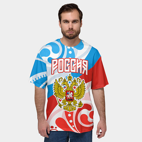 Мужская футболка оверсайз Россия! Герб / 3D-принт – фото 3