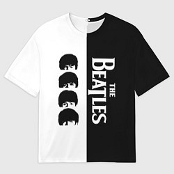Футболка оверсайз мужская The Beatles черно - белый партер, цвет: 3D-принт