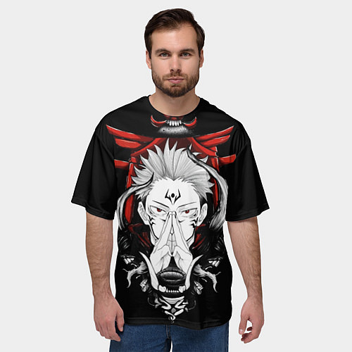 Мужская футболка оверсайз ЗАКЛИНАНИЕ ИТАДОРИ СУКУНА / 3D-принт – фото 3