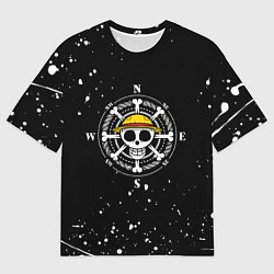 Футболка оверсайз мужская ONE PIECE ВАН ПИС ЧЕРЕП БРЫЗГИ КРАСОК, цвет: 3D-принт