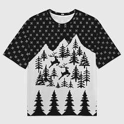Футболка оверсайз мужская Северные Олени в Горах, цвет: 3D-принт