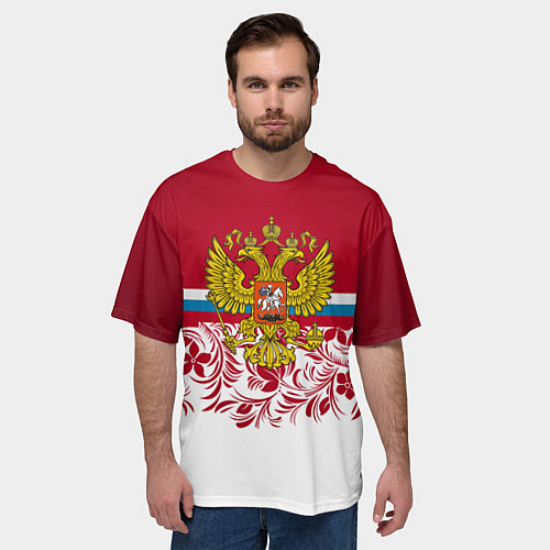 Мужская футболка оверсайз Российский герб / 3D-принт – фото 3