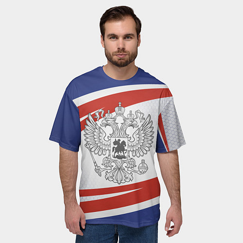 Мужская футболка оверсайз Герб России / 3D-принт – фото 3
