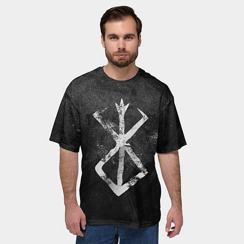Мужская футболка оверсайз BERSERK LOGO GRUNGE / 3D-принт – фото 3
