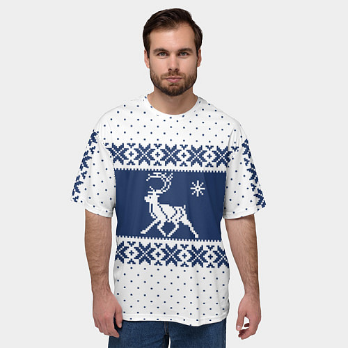 Мужская футболка оверсайз Северный Олень звезда / 3D-принт – фото 3