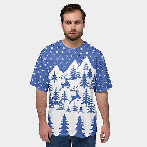 Мужская футболка оверсайз Горные Олени / 3D-принт – фото 3