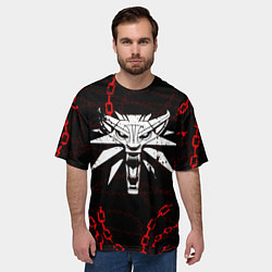 Футболка оверсайз мужская ВЕДЬМАК КРАСНЫЕ ЦЕПИ, ВОЛК, цвет: 3D-принт — фото 2