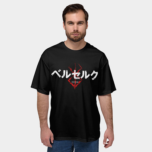 Мужская футболка оверсайз БЕРСЕРК ЛОГОТИП BERSERK LOGO / 3D-принт – фото 3