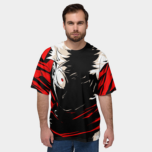 Мужская футболка оверсайз Юджи Итадори злой Магическая битва / 3D-принт – фото 3