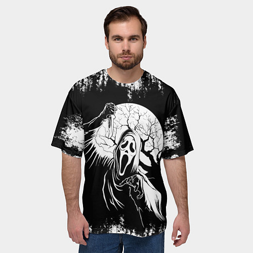 Мужская футболка оверсайз Крик Хэллоуин Хоррор Scream Halloween / 3D-принт – фото 3