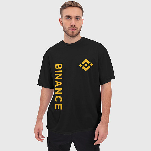 Мужская футболка оверсайз БИНАНС ЛОГО КАРБОН BINANCE LOGO / 3D-принт – фото 3