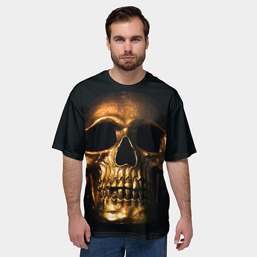 Мужская футболка оверсайз Gold Skull / 3D-принт – фото 3
